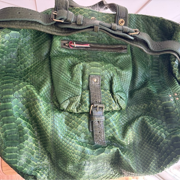 Jerome Dreyfuss Billy XL Green Python Leather Slouchy Carryall Tote – France - Picture 8 of 12